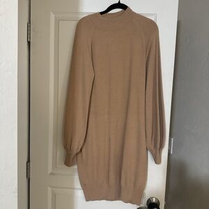 Chic Long Sleeve Tan Dress